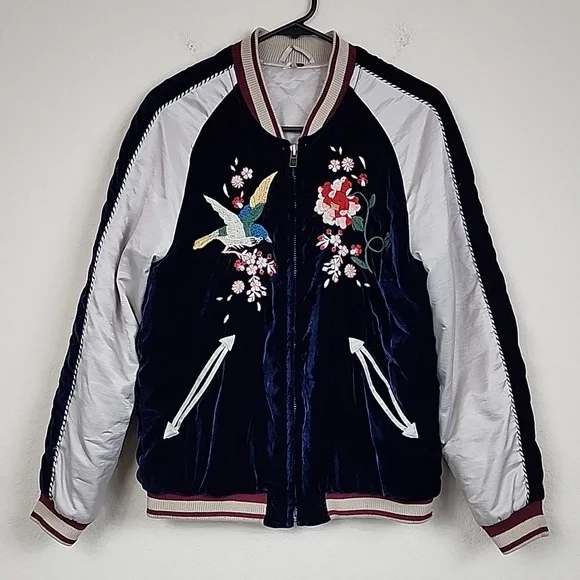 Free People Boho Embroidered Bird Bomber Jacket - Picture 3 of 6